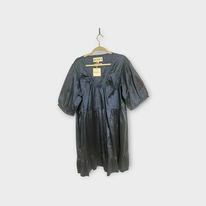 WRAY Navy color shifting V-Neck Tiered Midi Dress